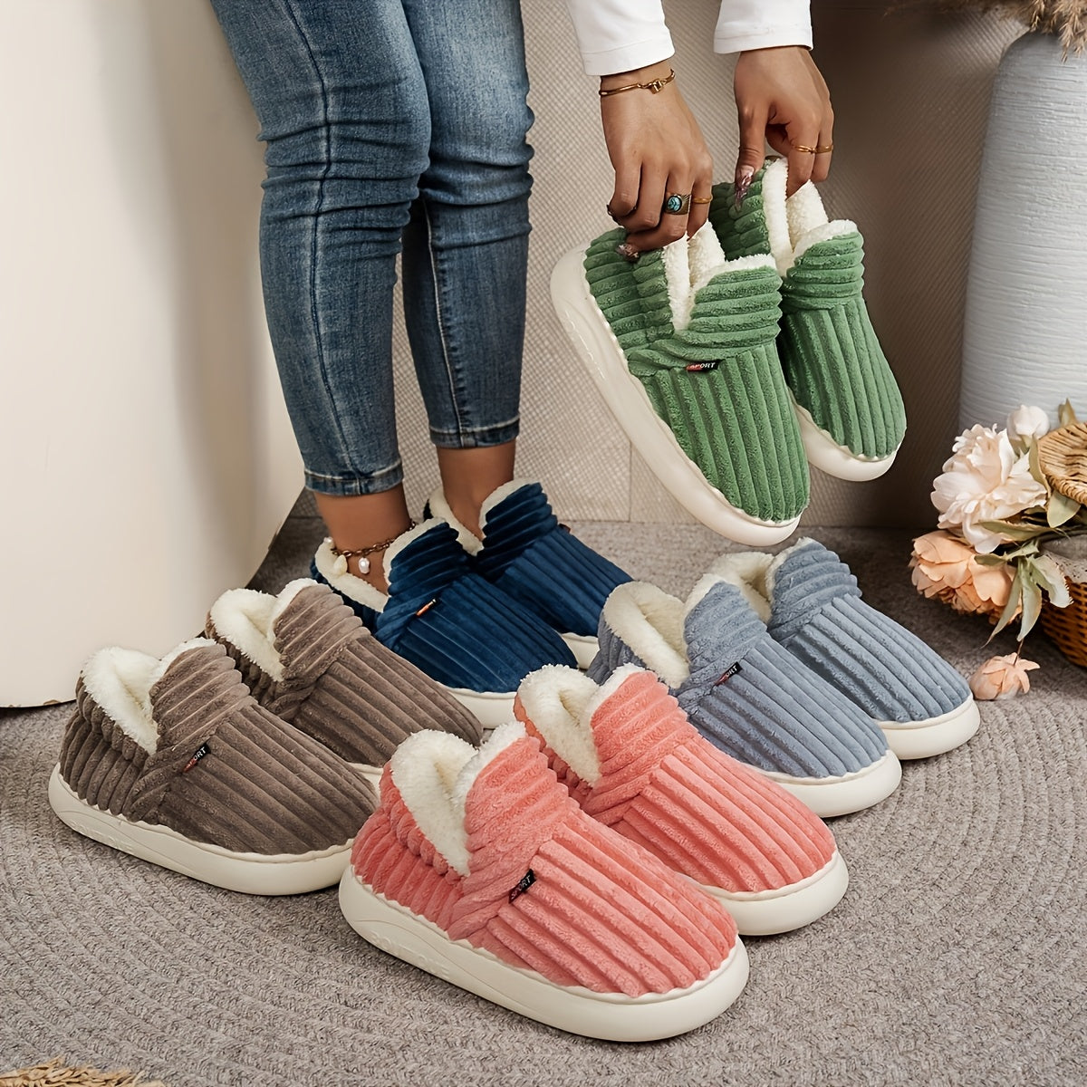 Vera – stickade tofflor