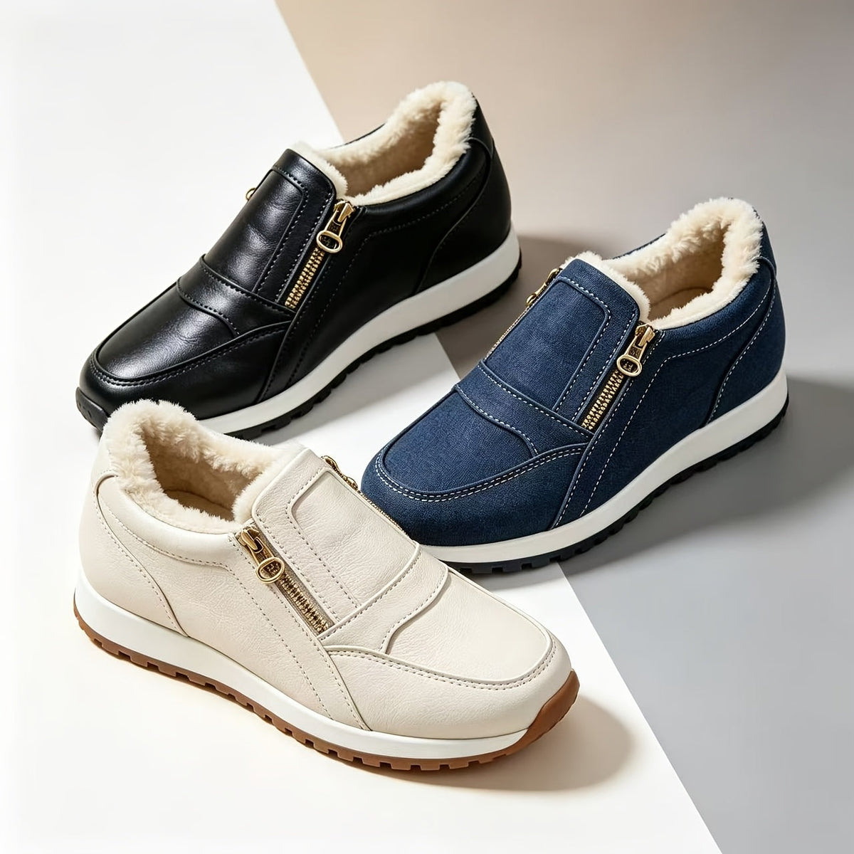 Janne – fodrad slip-on med dubbla dragkedjor