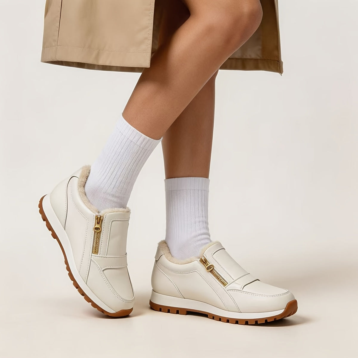 Janne – fodrad slip-on med dubbla dragkedjor