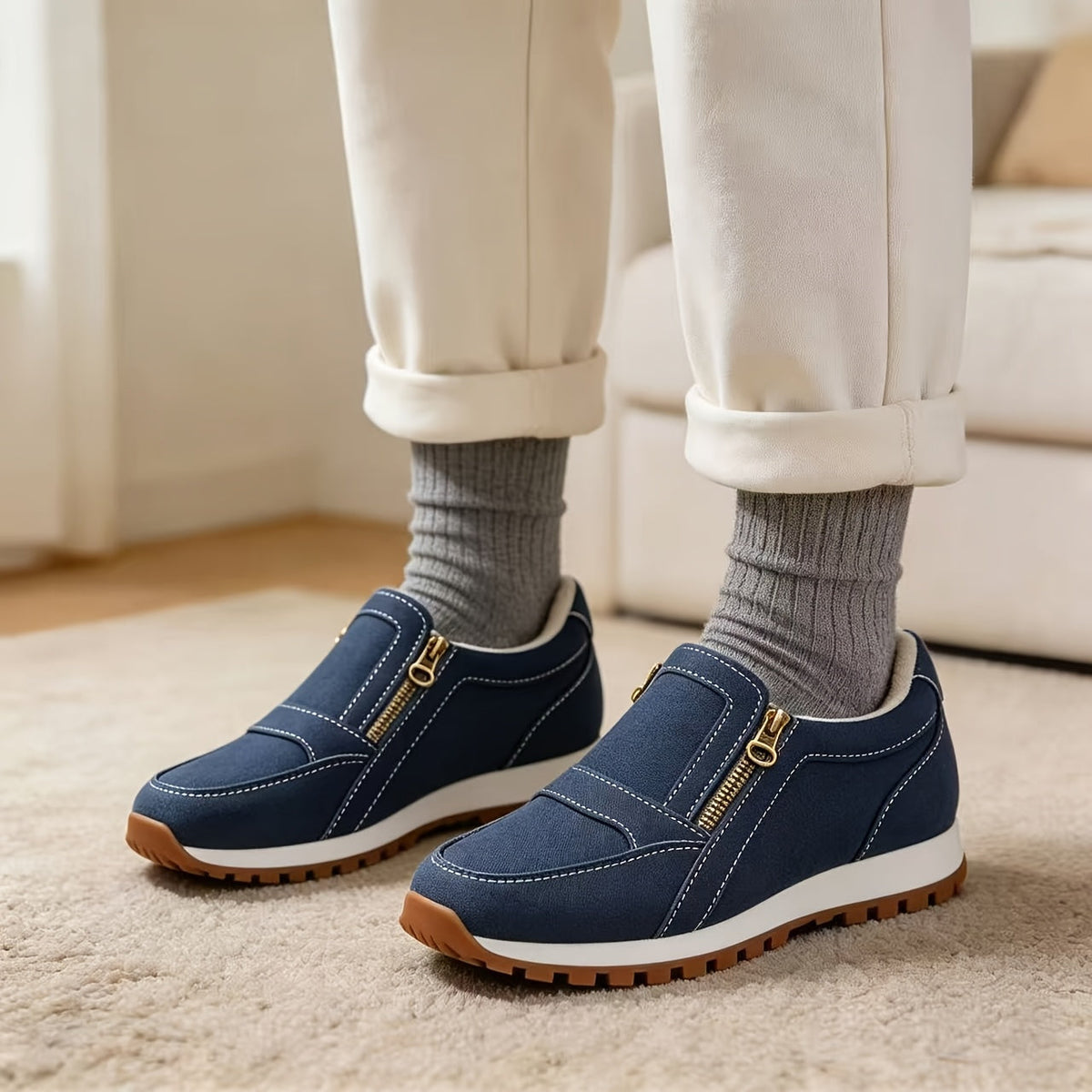 Janne – fodrad slip-on med dubbla dragkedjor